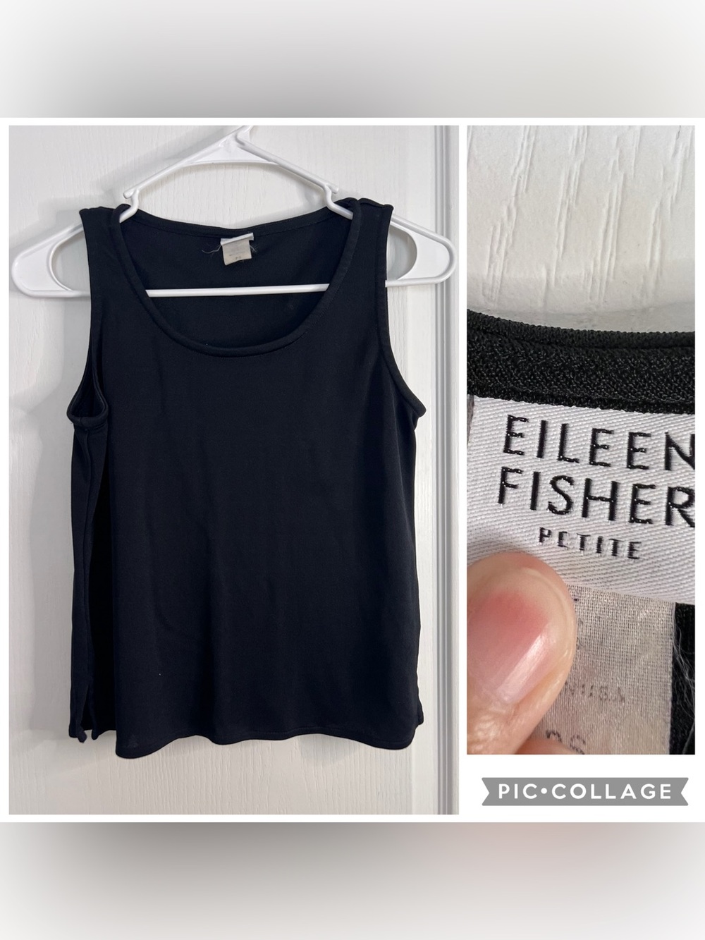 Eileen Fisher Black Petite Crewneck Tank top SP